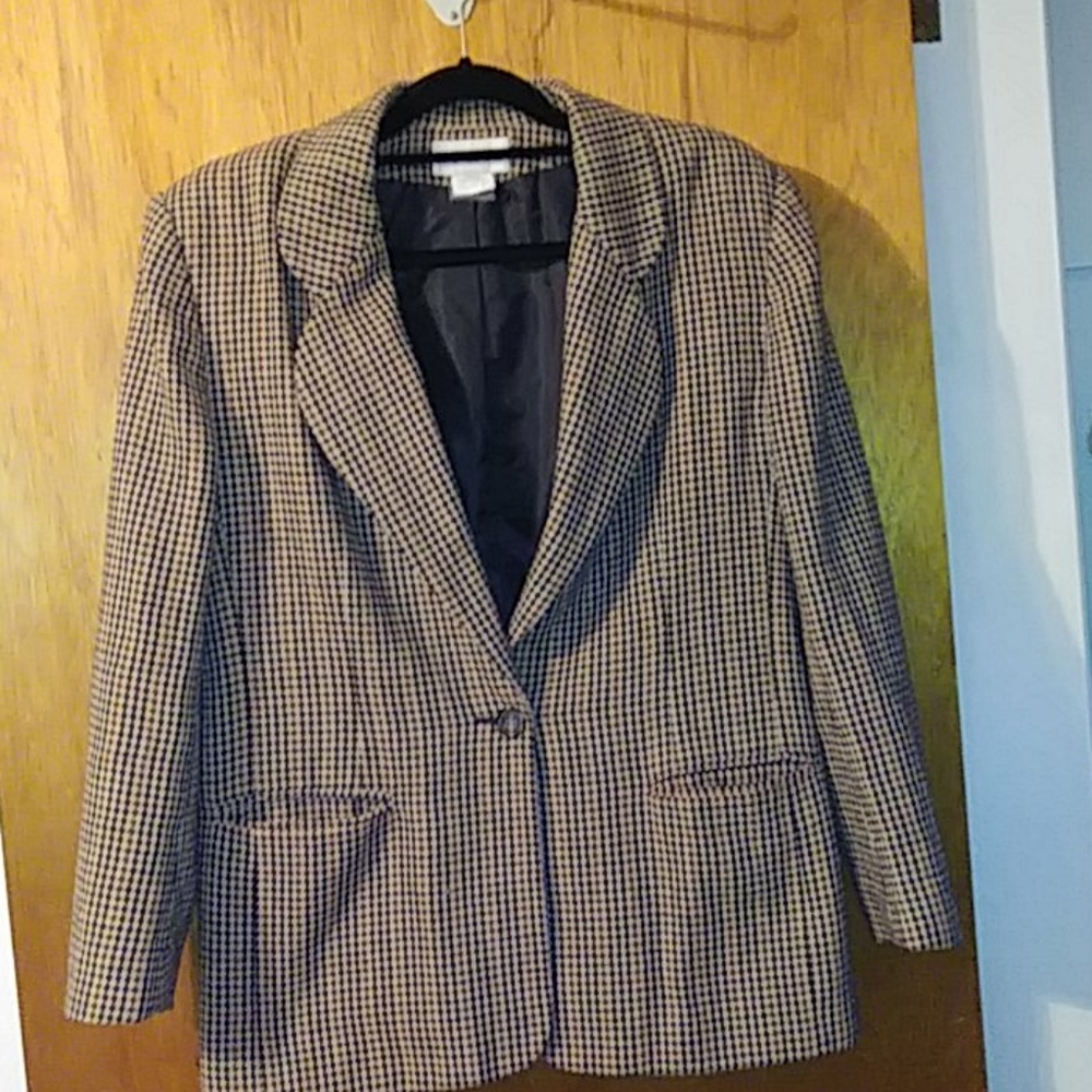 Vintage Structured Houndstooth Blazer